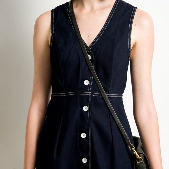 Father's Daughter LA Patti Vest Mini Dress "Brew" Japanese Denim Indigo Medium - Picture 11 of 12